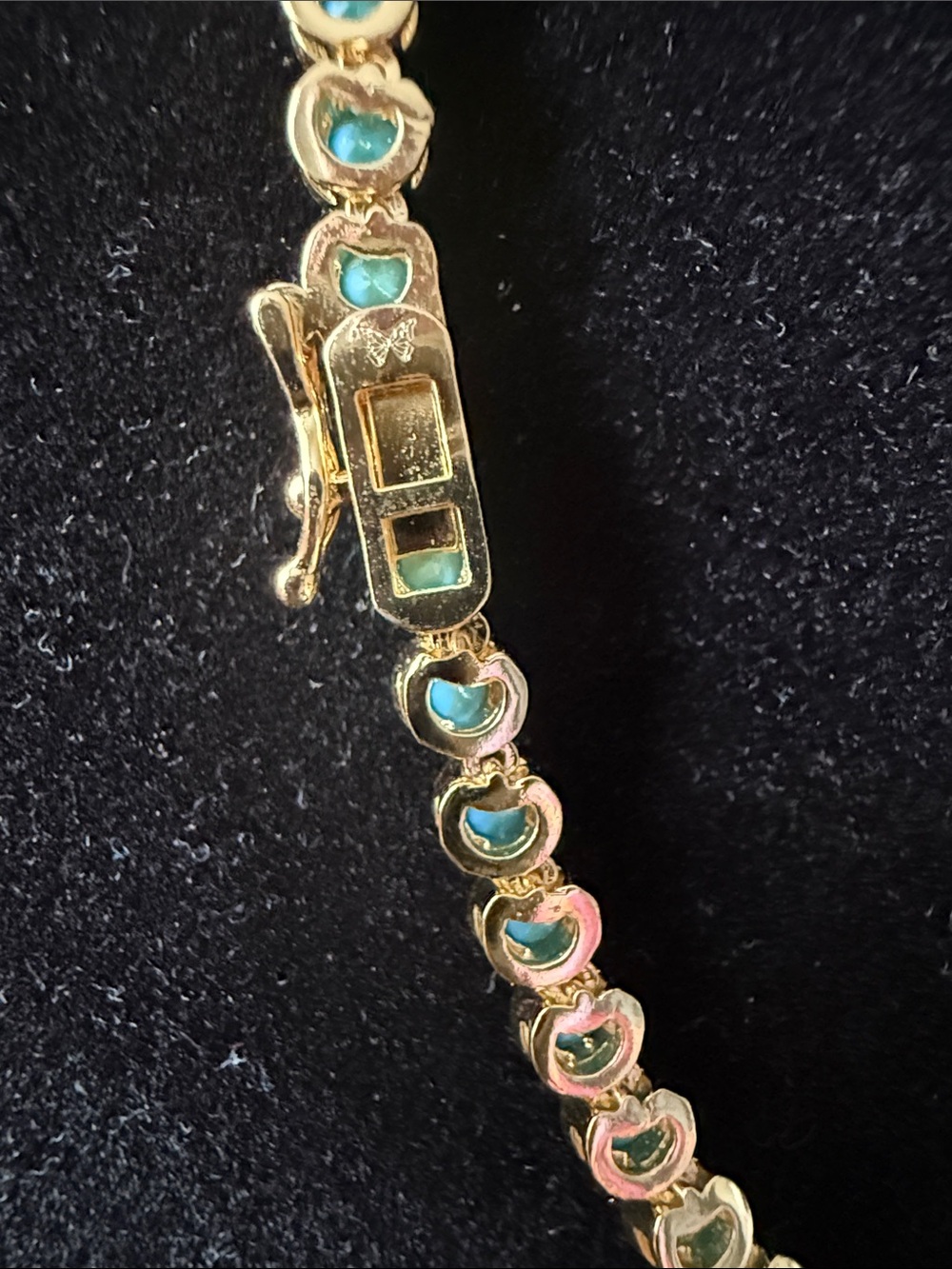 Adina Eden CZ Bezel Tennis Necklace with Turquoise Discs - Picture 3 of 4